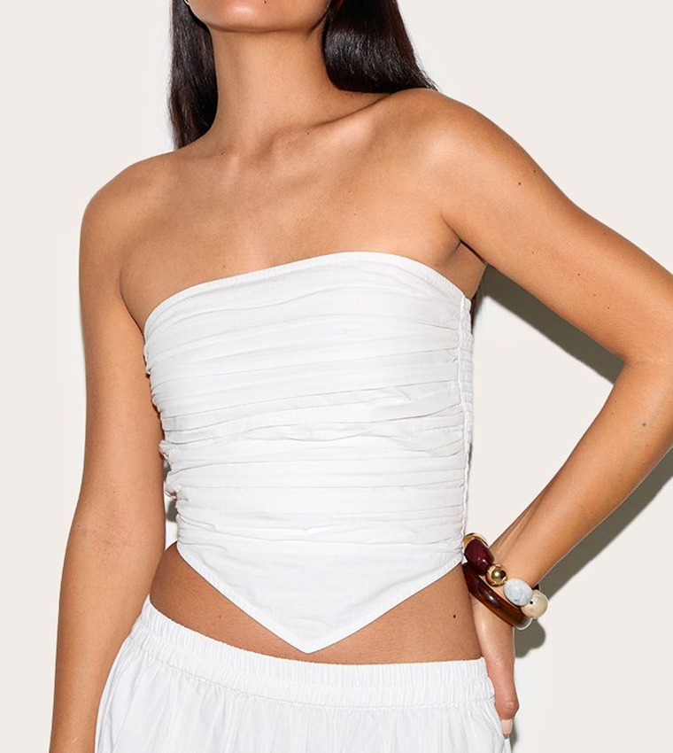 Tall Poplin Ruched Front Crop Top