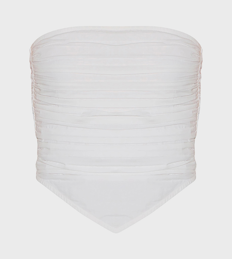 Tall Poplin Ruched Front Crop Top