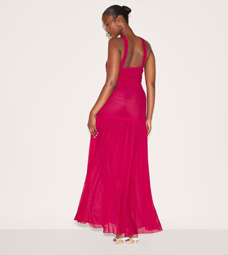 Ruched Scarf Dropped Waist Maxi Dress