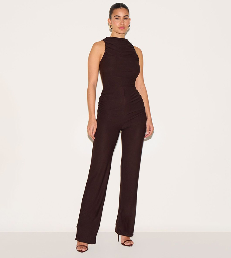 Soft Touch Ruched Straight Leg Jumpsuit