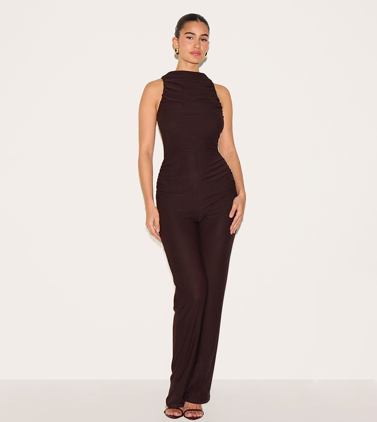 Soft Touch Ruched Straight Leg Jumpsuit
