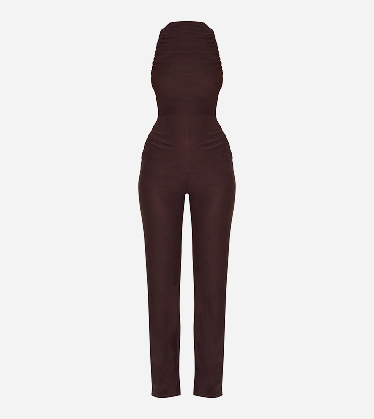 Soft Touch Ruched Straight Leg Jumpsuit