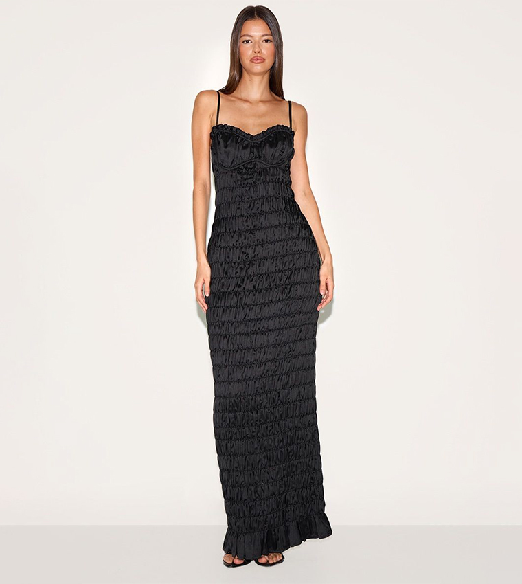 Satin Ruched Underwired Maxi Dress