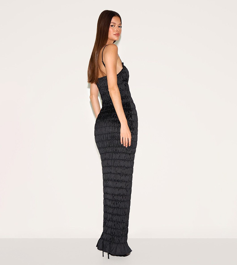 Satin Ruched Underwired Maxi Dress