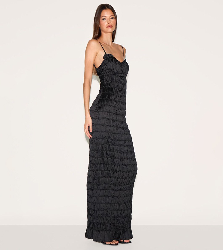 Satin Ruched Underwired Maxi Dress