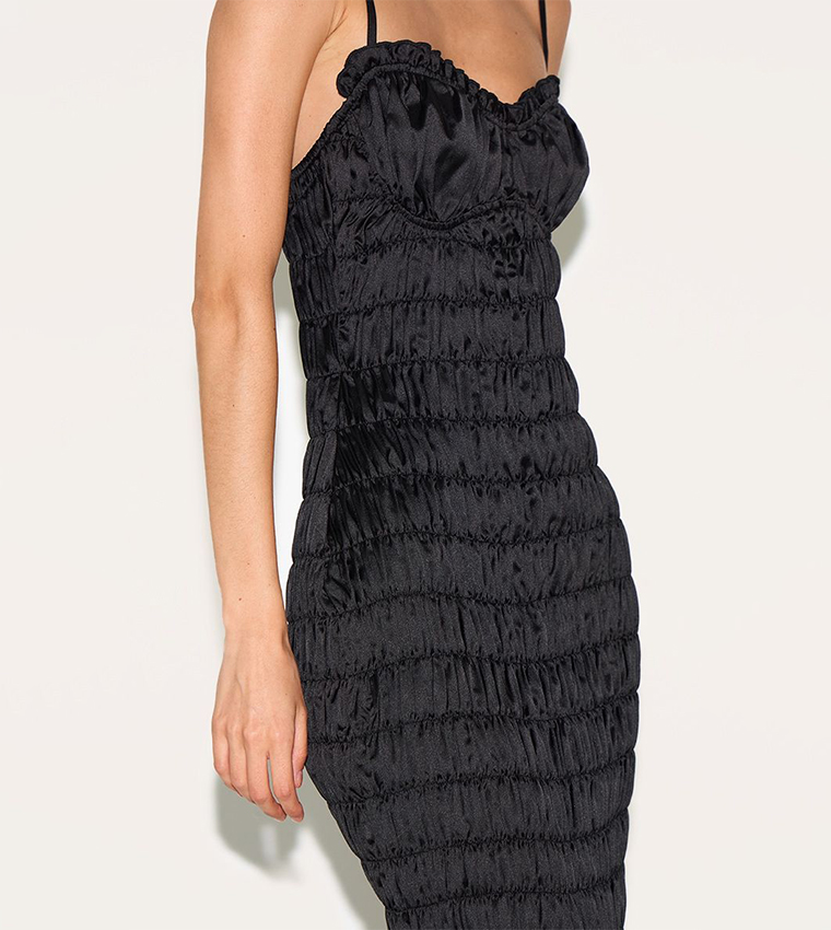 Satin Ruched Underwired Maxi Dress