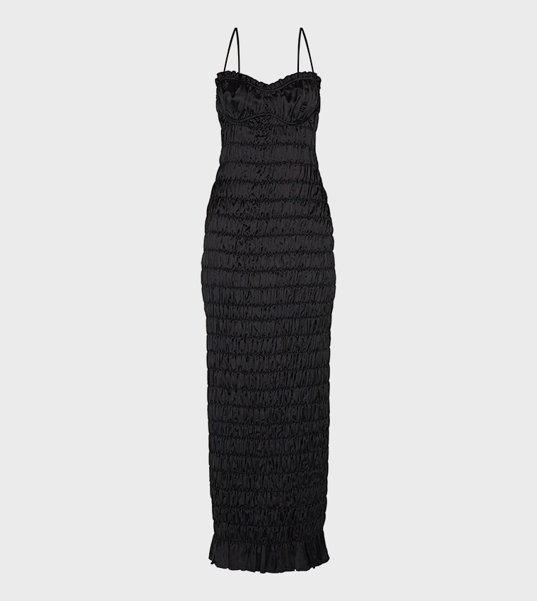 Satin Ruched Underwired Maxi Dress