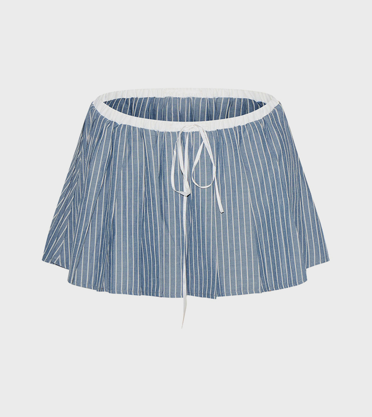 Petite Waistband Detail Pinstriped Mini Skirt