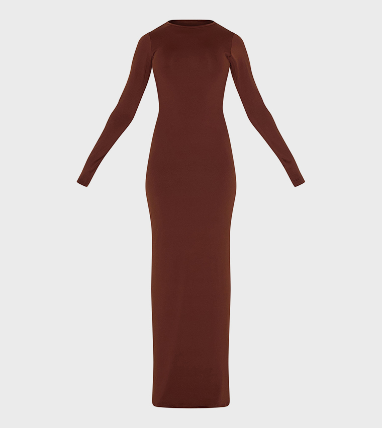 Petite Slinky Asymmetric Open Back Maxi Dress