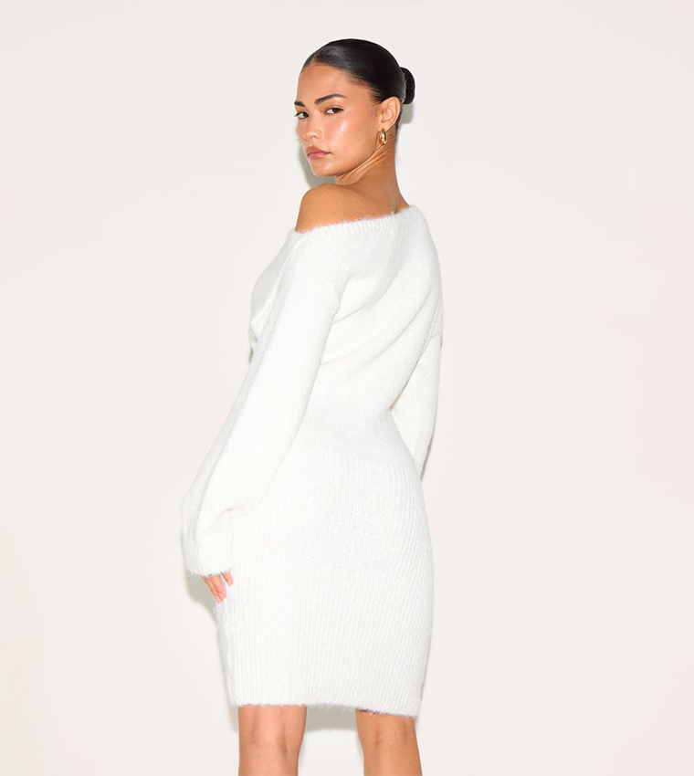 Petite Knit Asymmetric Mini Dress