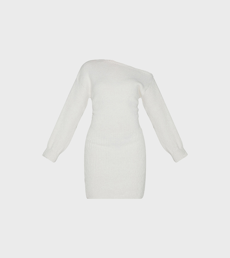 Petite Knit Asymmetric Mini Dress