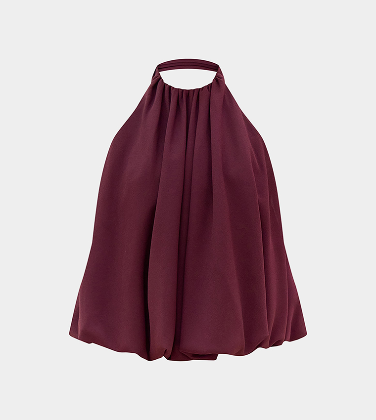 Solid Chiffon Halterneck Top