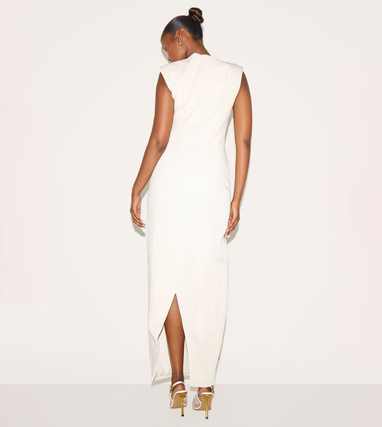 Solid Boat Neck Maxi Dress