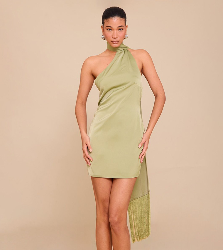 Wrap Dress Pretty Little Thing Cocktail Dresses Buy PrettyLittleThing Satin  Wrap Fringe Detail Mini Dress In
