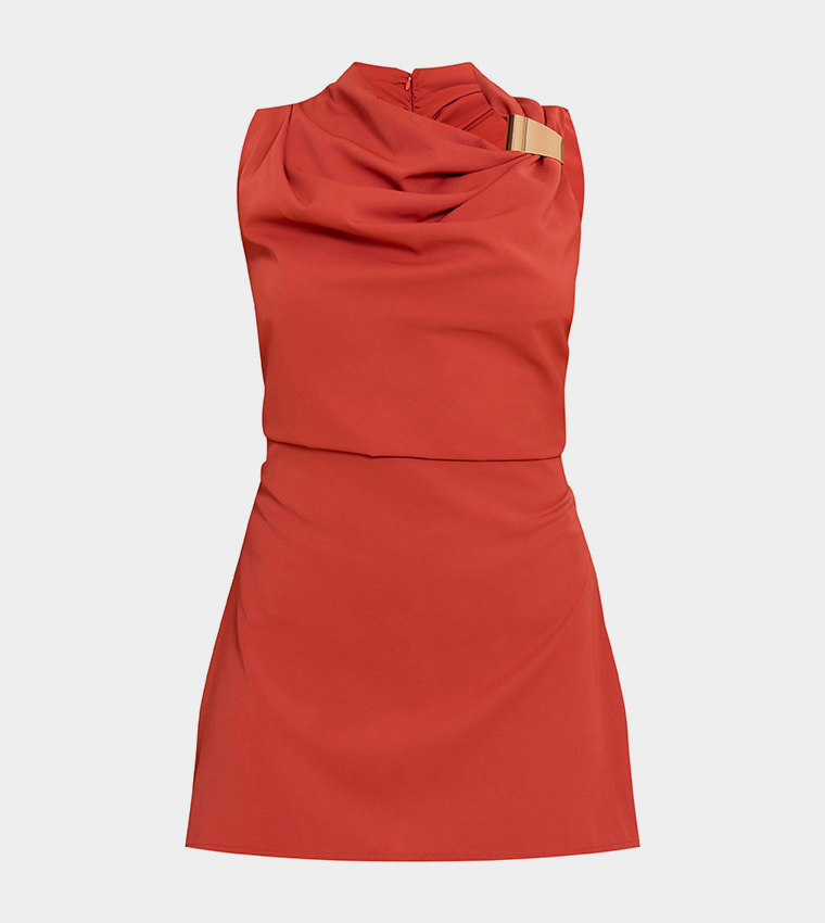 Trim Sleeveless Shift Mini Dress