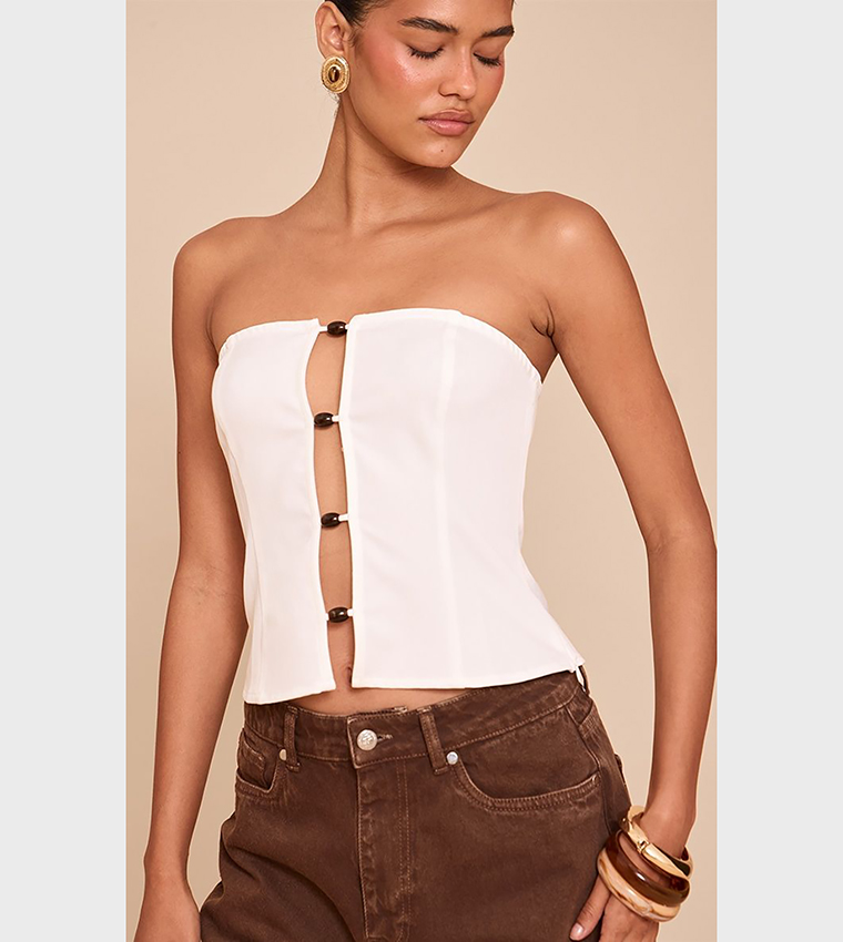 Beaded Strapless Crop Top