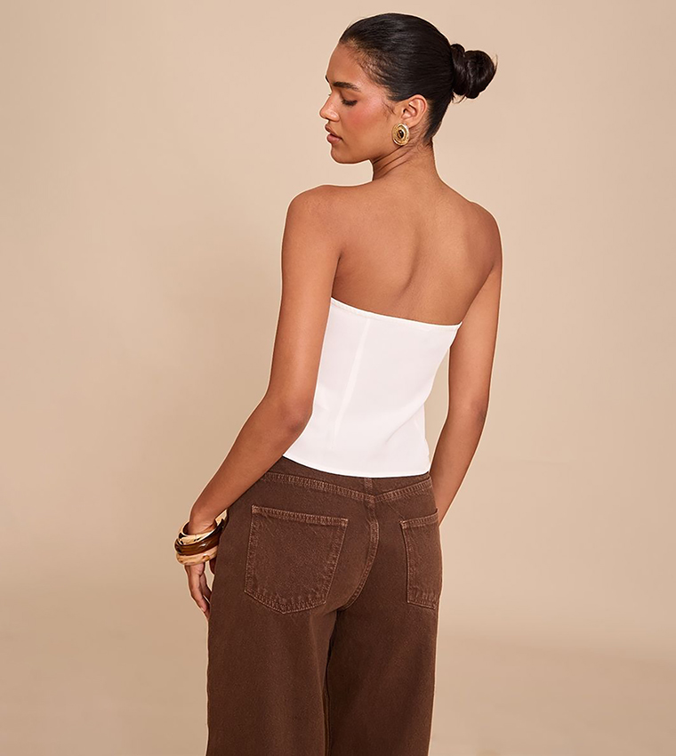 Beaded Strapless Crop Top