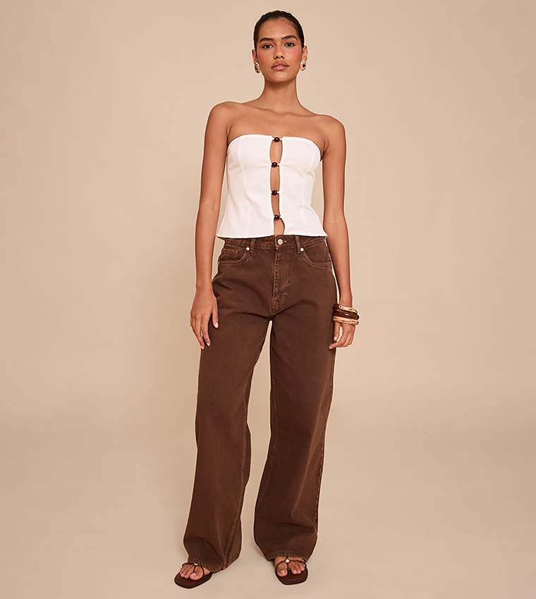 Beaded Strapless Crop Top
