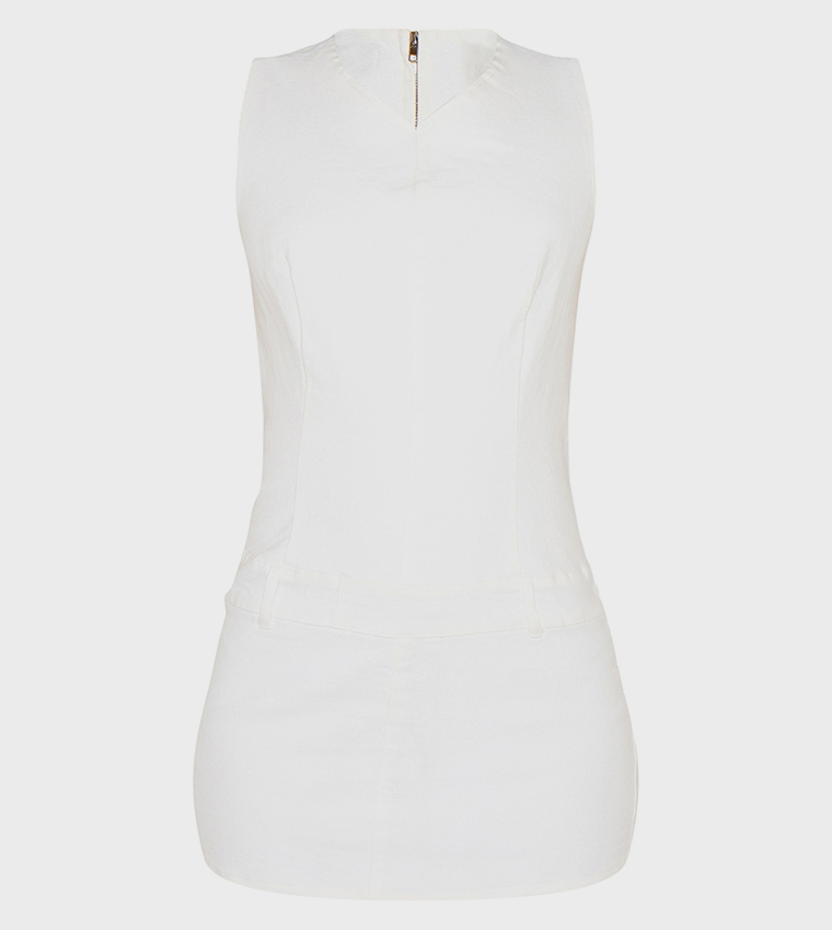 Tailored Style Stretch Denim Mini Dress