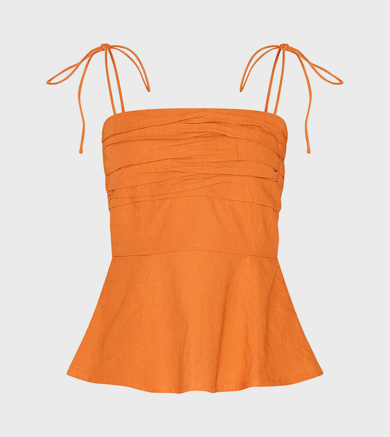 Linen Look Ruched Bust Top