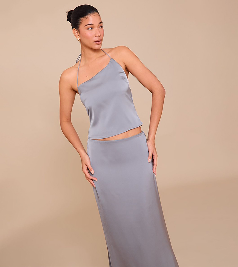 Satin Halterneck Crop Top