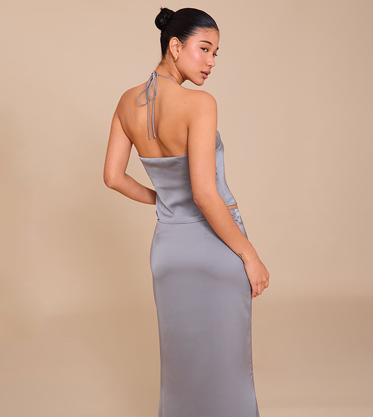 Satin Halterneck Crop Top