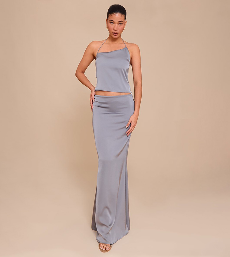 Satin Halterneck Crop Top
