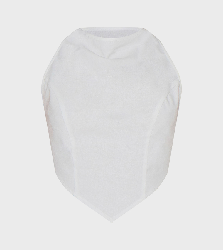Linen Look Open Back Crop Top