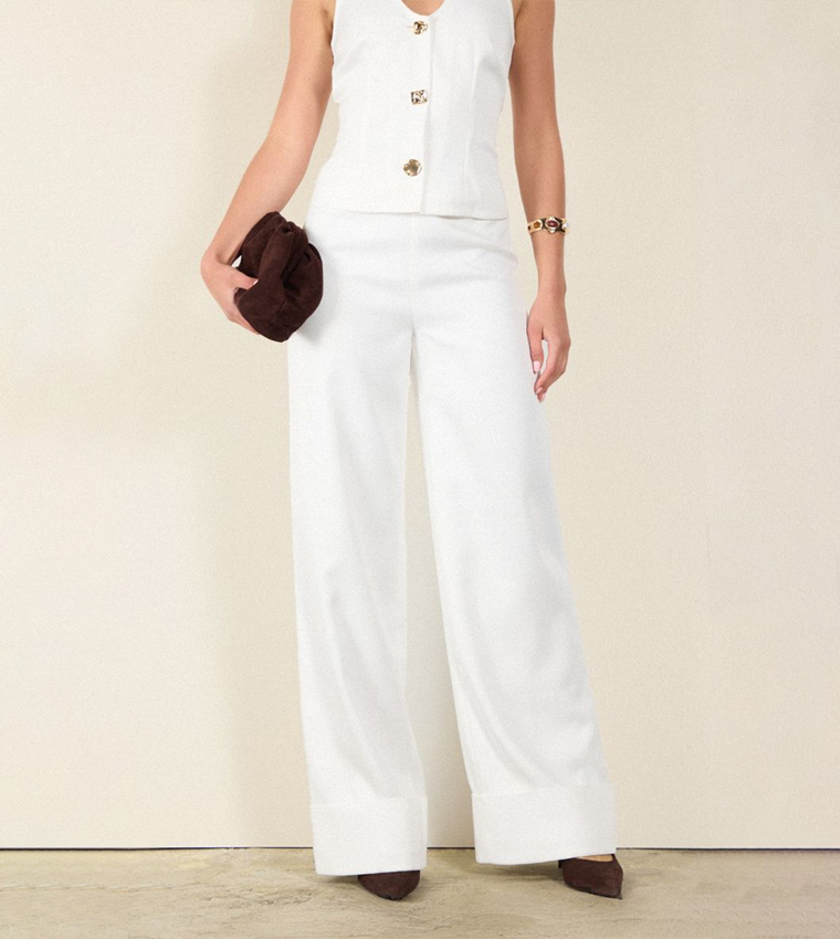 Textured Wide Leg Trousers