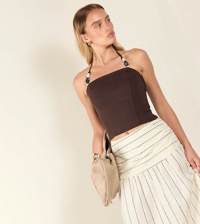 Bengaline Beaded Halterneck Long Top