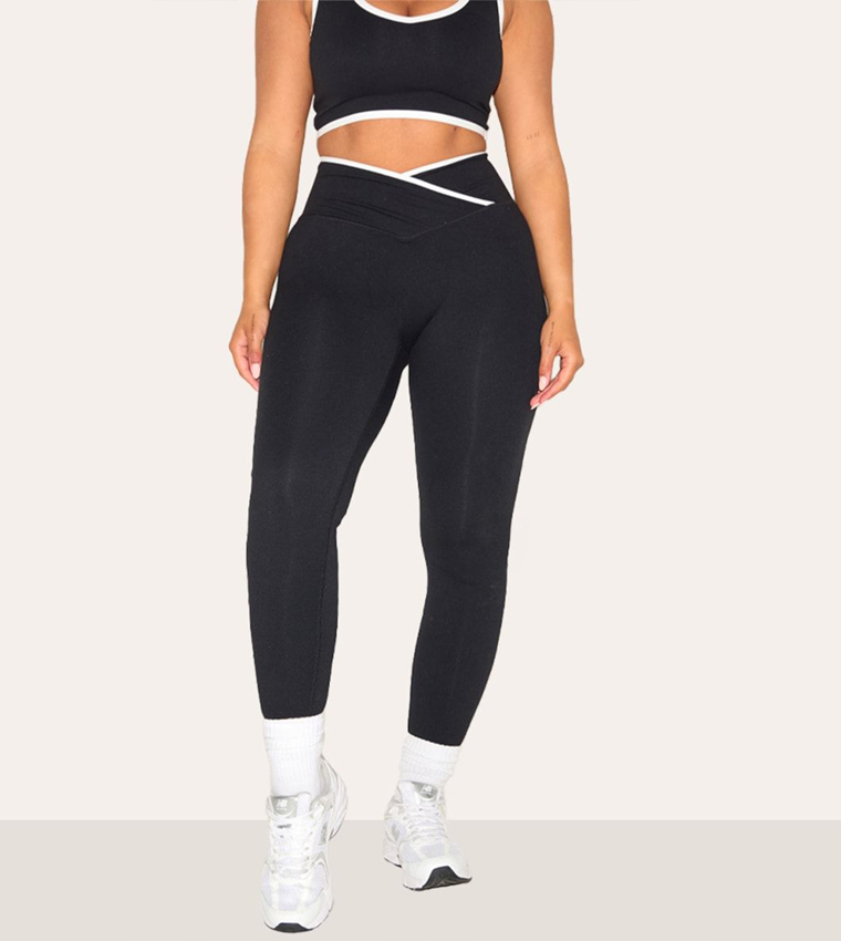 Curve Active Contrast Binding Wrap Waistband Leggings