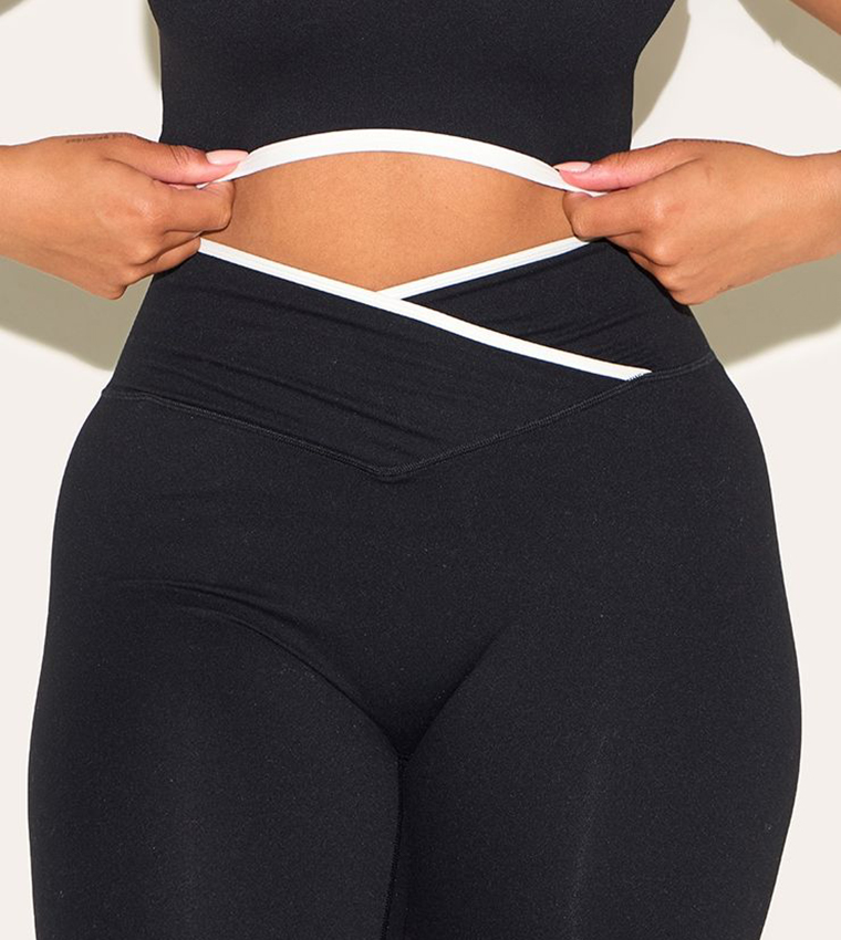 Curve Active Contrast Binding Wrap Waistband Leggings