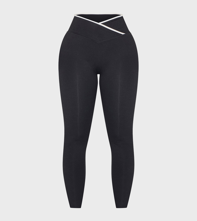 Curve Active Contrast Binding Wrap Waistband Leggings