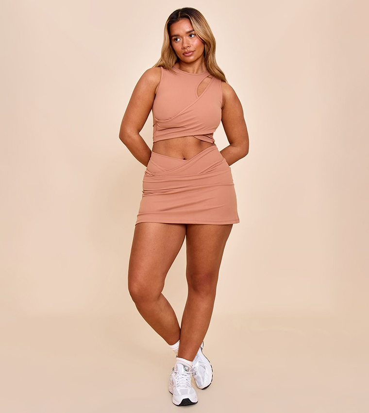 Shape Mocha Active Cupped Wrap Over Crop Top