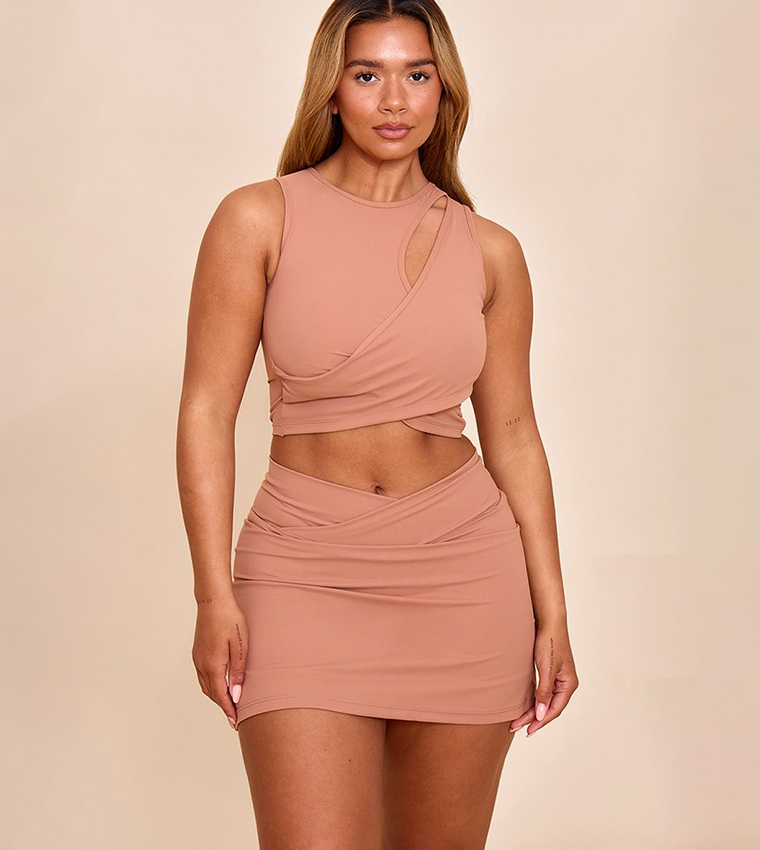 Shape Mocha Active Cupped Wrap Over Crop Top