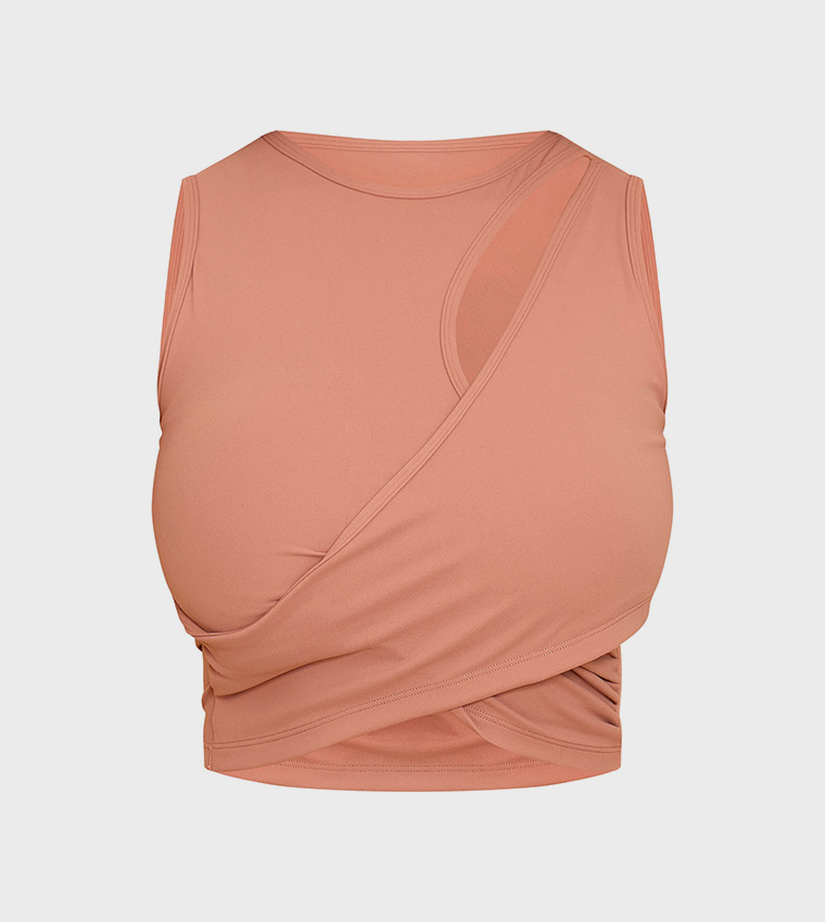 Shape Mocha Active Cupped Wrap Over Crop Top