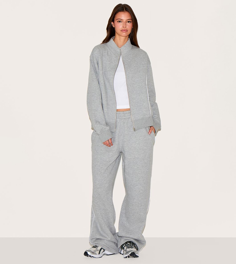 Contrast Seam Wide Leg Sweatpants