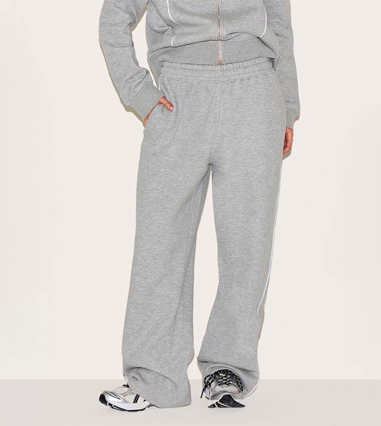 Contrast Seam Wide Leg Sweatpants