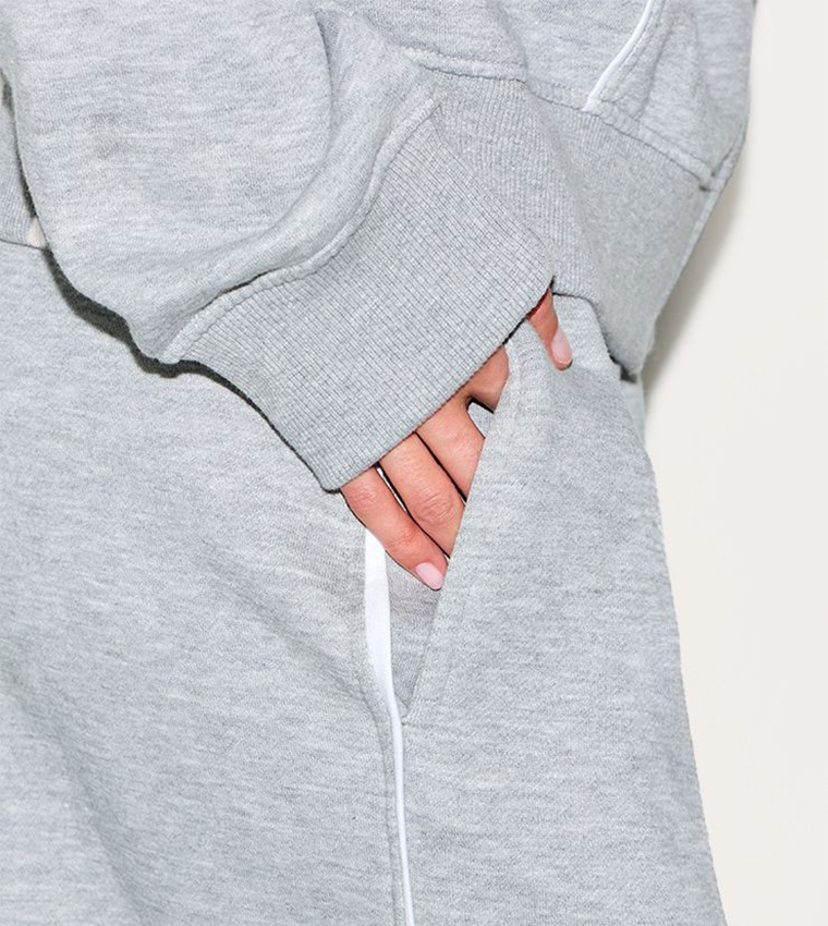 Contrast Seam Wide Leg Sweatpants