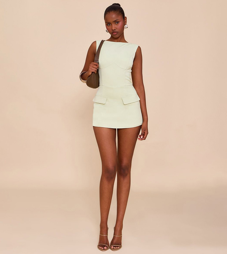 Woven Pocket Detail Sleeveless Skort Playsuit
