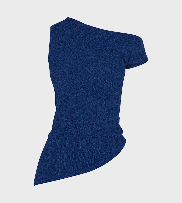 Textured Asymmetric Slouched Detail Top