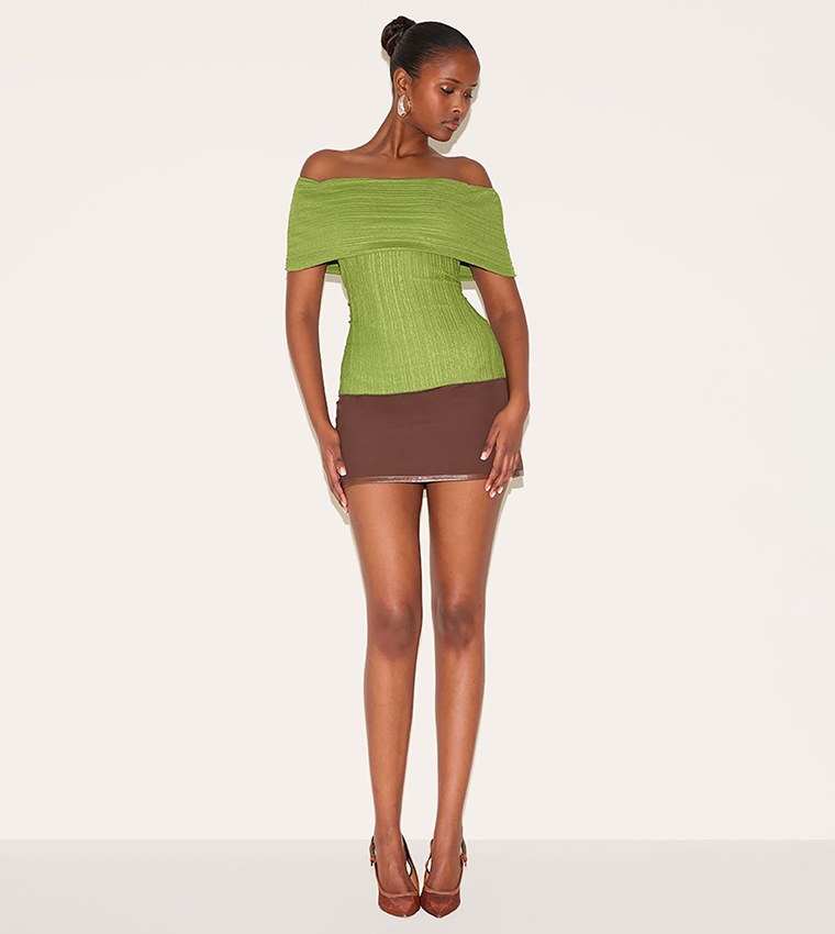 Ribbed Style Fold Over Top