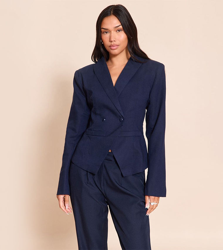 Double Breasted Pointed Hem Blazer