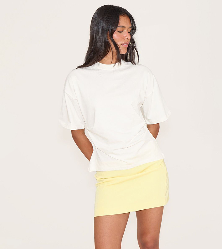 Buy PrettyLittleThing Woven A Line Mini Skirt In Yellow - Main Image