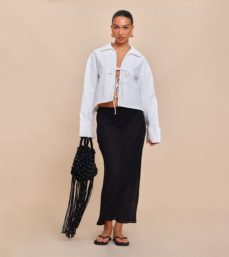 Tie Front Collared Top