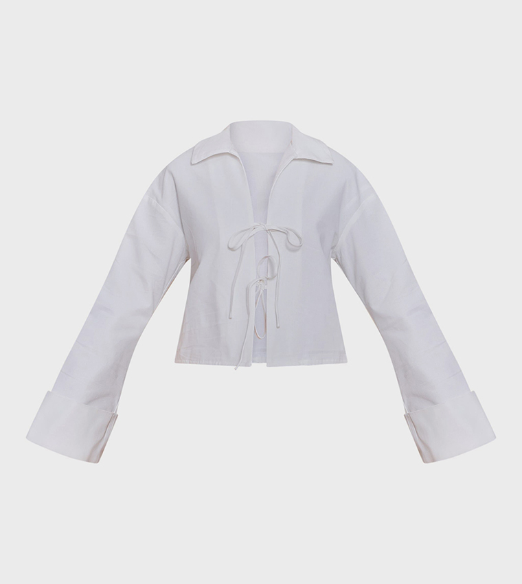 Tie Front Collared Top