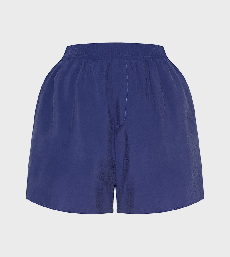 Solid Woven Elastic Waist Shorts