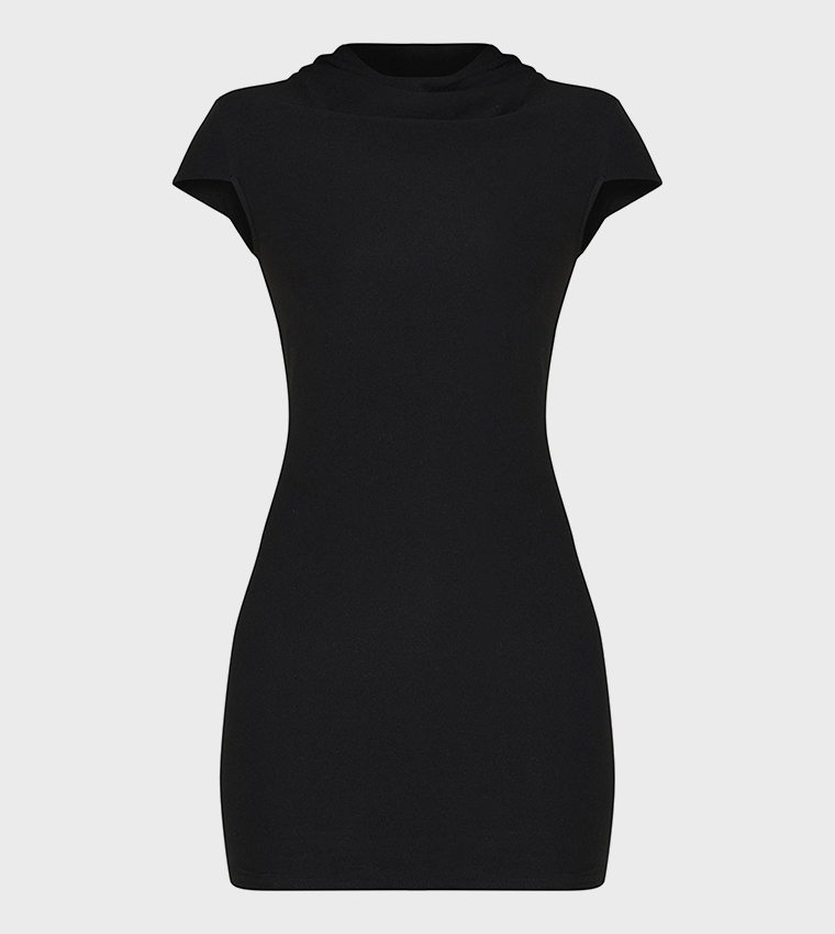 Soft Touch High Neck Cowl Bodycon Dress