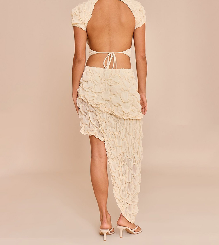 Petite Textured Asymmetric Tiered Frill Skirt