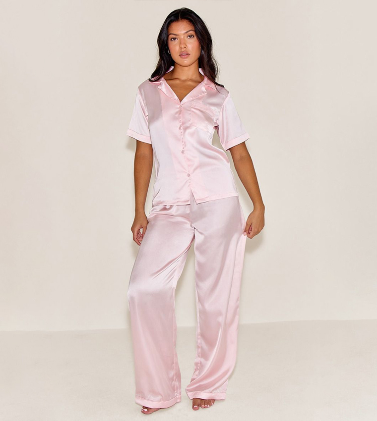 Satin Short Sleeves Pyjama Set